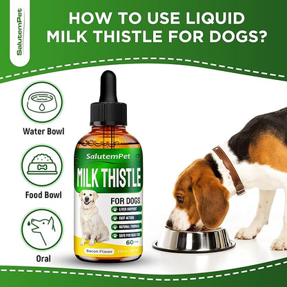 Milk Thistle for Dogs | Dog Liver Supplement for All Ages and Breeds | Here is Only Herbal Composition | + Attractive and Super Yummy Bacon Flavor | 2 Oz