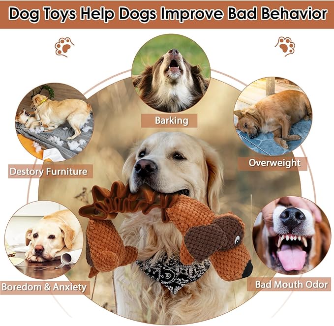 Squeaky Plush Dog Toys for Large Dogs with Squeaky and Crinkle Paper, Tug of War Pet Toys for Dogs, Interactive Pull Puppy Chew Toys for Small, Medium and Large Dogs
