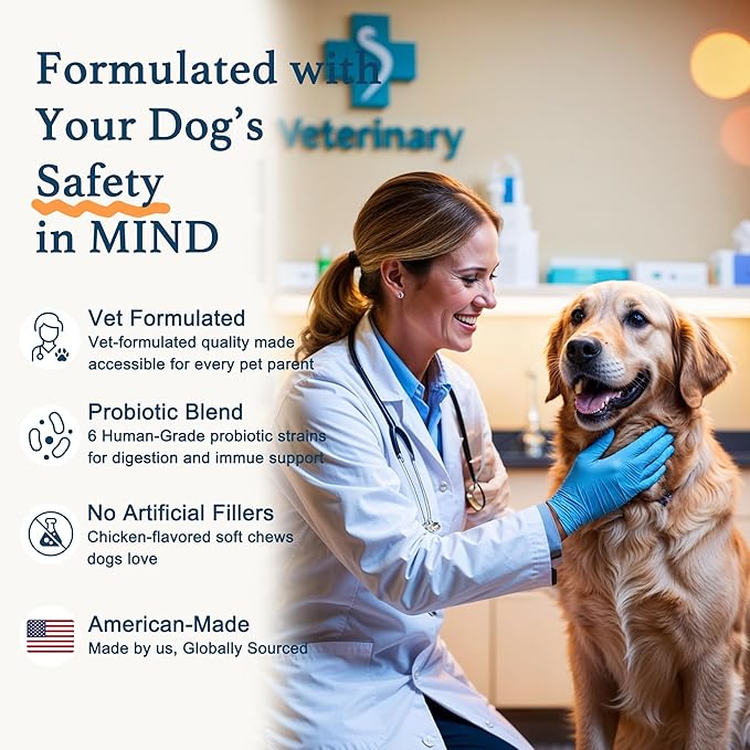 Dog Allergy Chews, Dog Probiotics for Itchy Skin Dog Allergy Relief Bites Skin and Coat Supplement Immune Support with Omega 3 Fish Oil Colostrum for Dog Seasonal Allergies Itchy Skin and Ear 120ct