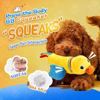 lilfrd Squeaky Dog Toys, Duck Plush Toy with Crinkle & Squeaker - Puppy Toys to Keep Them Busy, Interactive Chew for Small Medium Dogs