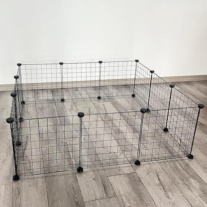 Dog Playpen 12Panels,43.7x43.7x13.8 inches Pet Play Pen House for Medium/Small Dogs Adjustable Dogs Guinea Pig Cage Fence Pen