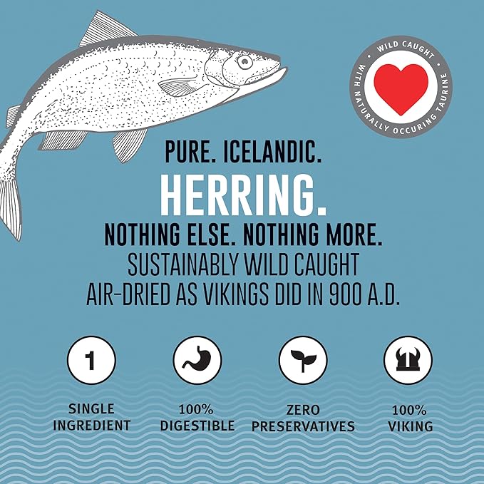 Icelandic+ Whole Fish Herring - 9oz Bag - Dog Treats,Pure Wild-Caught & Air-Dried,Ingredient Snack,Pet Chew,Just The Fish Nothing Else,(Pack of 2)