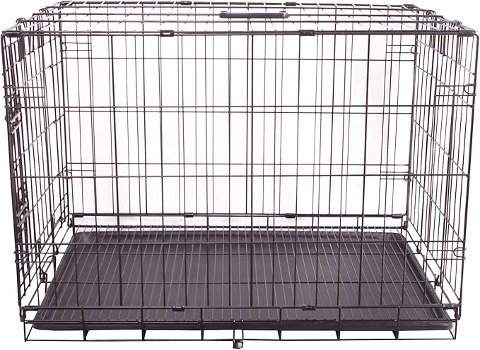 Durable, Foldable Metal Wire Dog Crate with Tray, Single Door, 30 x 19 x 21 Inches, Black