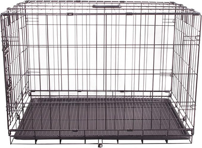 Durable, Foldable Metal Wire Dog Crate with Tray, Single Door, 30 x 19 x 21 Inches, Black