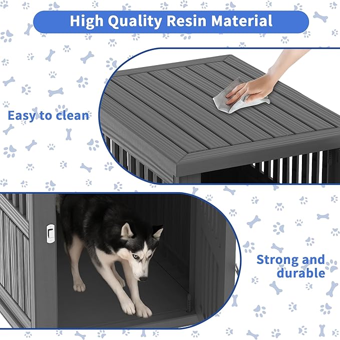 DRATO Dog Crate Furniture Lockable Dog Kennel Indoor Dog Crate Heavy Duty Decorative Pet Cage End Table for Small Medium Dogs Easy to Clean and Assemble, Black