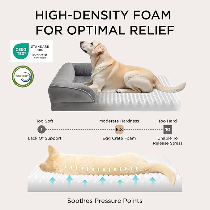 Bedsure Orthopedic Dog Beds for Small Dogs - Washable Small Dog Cat Bed Waterproof, Comfort Pet Couch Sofa with Washable Removable Cover, Pets Bed with Nonskid Bottom, Hazel, 24"