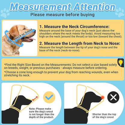 Dog Cone to Stop Licking, Clear Recovery Collar with Detachable Zipper, Sturdy Elizabethan Collar for Large Medium Small Dogs, Soft Adjustable Cone After Surgery Patented, Khaki S