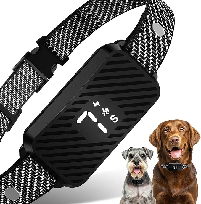 Dog Bark Collar for Large Medium Small Dogs, Effective No-Bark Collar, Smart Barking Collar, Rechargeable Bark Collar with 7 Sensitivity, 3 Modes, Waterproof, Black