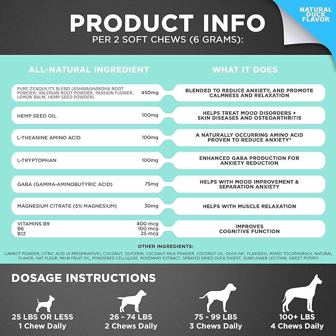 Googipet Daily Hemp Calming Chews for Dogs - Separation Anxiety Relief for Dogs, Non-Drowsy Dog Calming Chews Dog Anxiety Relief Treats with Valerian Root, & Hemp