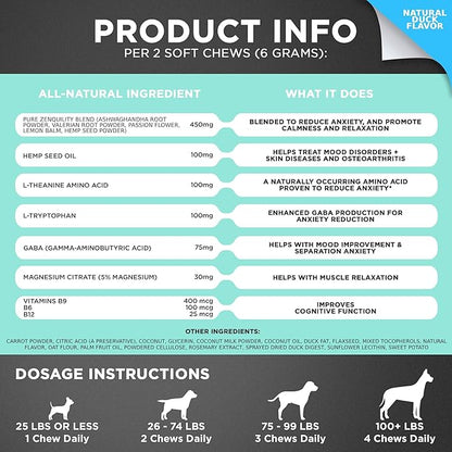 Googipet Daily Hemp Calming Chews for Dogs - Separation Anxiety Relief for Dogs, Non-Drowsy Dog Calming Chews Dog Anxiety Relief Treats with Valerian Root, & Hemp
