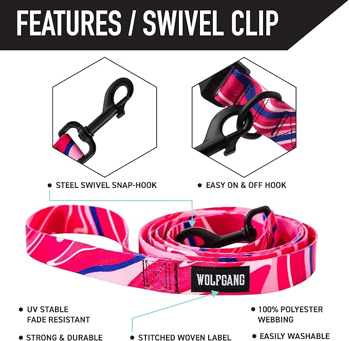 Wolfgang Heavy Duty Dog Leash, Pull-Tested for Walking & Training, Marbleswirl, Small