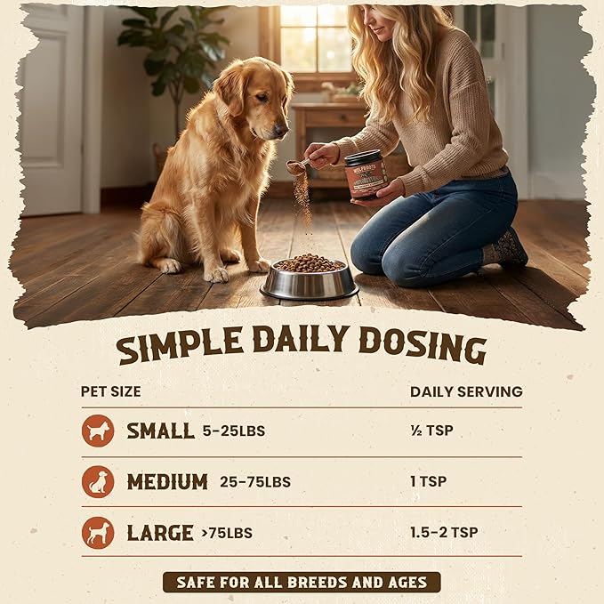 Alpha Organ Blend for Dogs - Grass Fed Beef Liver Heart Kidney Pancreas Spleen Powder - Freeze Dried Dog Vitamin Minerals - Supports Immunity Joints Skin Coat Energy - All Breeds 30 Servings