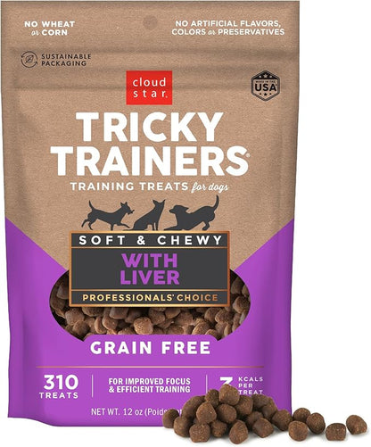 Cloud Star Tricky Trainers Soft & Chewy Grain Free Dog Treats, Liver, 12 oz. Pouch