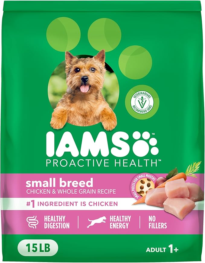 IAMS Proactive Health Dry Dog Food for Small Breeds, Adult Dog Food Dry Recipe, 15 lb. Bag