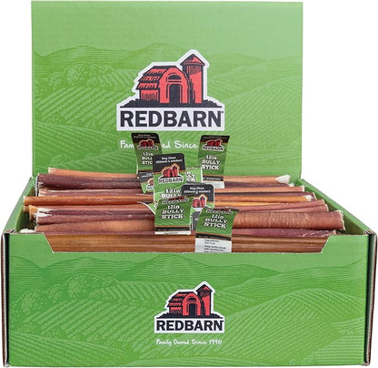 Redbarn 12" Bully Sticks for Dogs, Wrapped & Tagged Pet Chew Treat, Pack of 35