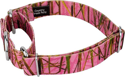 Country Brook Petz - Pink Waterfowl Camo Martingale Dog Collar and Leash - Camouflage Collection Featuring Rugged Designs (1 Inch, Medium)