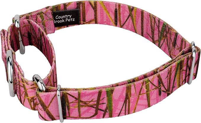 Country Brook Petz - Pink Waterfowl Camo Martingale Dog Collar and Leash - Camouflage Collection Featuring Rugged Designs (1/2 Inch, Extra Small)