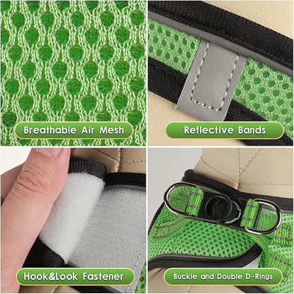 YIMEIS Dog Harness and Leash Set, No Pull Soft Mesh Pet Harness, Reflective Adjustable Puppy Vest for Small Medium Large Dogs, Cats (Grass Green, Medium (Pack of 1)