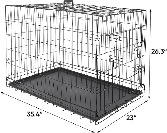 ZENY 30/36/42 Inch Dog Crate Double Door Folding Metal Dog or Pet Crate Kennel with Tray and Handle