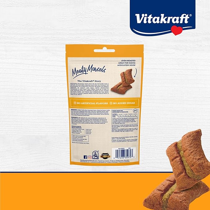 Vitakraft Meaty Morsels Dog Treats – Small-Batch Healthy Snacks for Dogs – Soft Chicken Dog Treat with Sweet Potato – 70% Meat Chewy Treats for Dogs Packed with Flavor (Chicken & Sweet Potato)