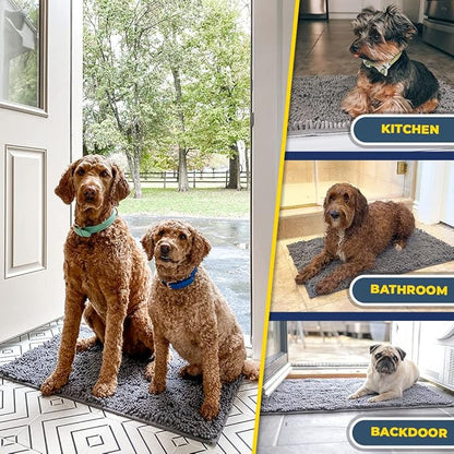 Muddy Mat® | Super Absorbent Door Mat Indoor, Microfiber Quick Dry Chenille Entryway Rug, Non-Slip Front Door Mat, Indoor Mats for Entryway, Machine Washable Pet Rug, Grey 28"x18"