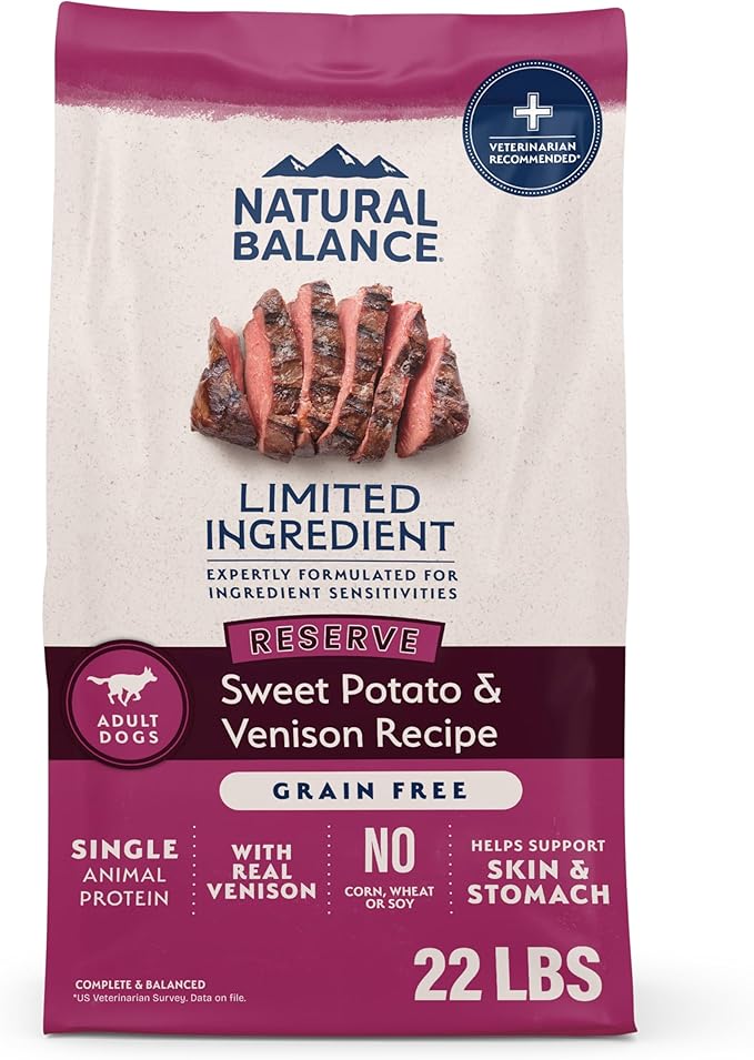 Natural Balance Limited Ingredient Adult Grain-Free Dry Dog Food, Reserve Sweet Potato & Venison Recipe, 22 Pound (Pack of 1)
