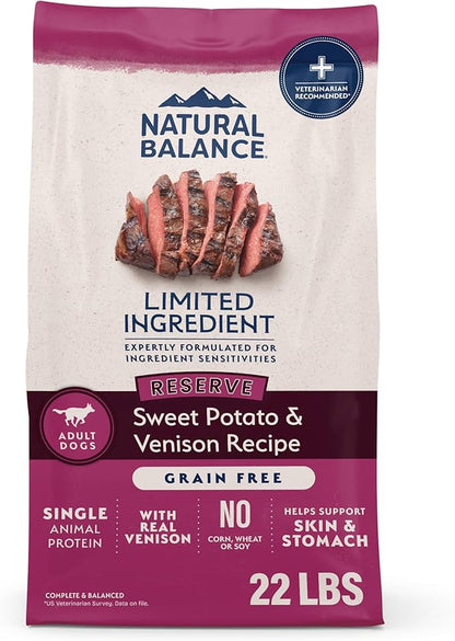 Natural Balance Limited Ingredient Adult Grain-Free Dry Dog Food, Reserve Sweet Potato & Venison Recipe, 22 Pound (Pack of 1)
