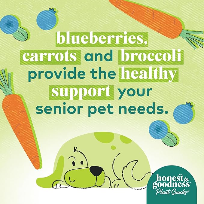 Honest to Goodness Plant Snacks Golden Years Senior Support Dog Treats, Blueberry & Carrot Recipe, 8oz