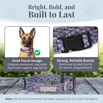 Lucky Love Dog - Adjustable Dog Collar with Easy Click Buckle for Large Ones, Durable, & Comfortable for Male & Female Dogs, Pet Collar for Puppies & Adult Dogs - Primrose, Large