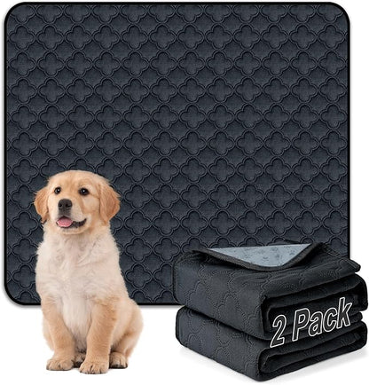 FunFurry Washable Pee Pads - 2 Pack Reusable, Waterproof, Super Absorbent Dog Training Pads with Non-Slip Backing (Dark Grey, 41" X 41")