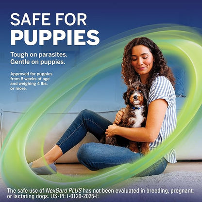 NexGard Plus (afoxolaner, moxidectin, and pyrantel) Flea and Tick Protection & Heartworm Preventive for Dogs Soft Beef Flavored Chewables, 33.1-66 lbs. (Purple) 3 Chews (3 Month Supply)