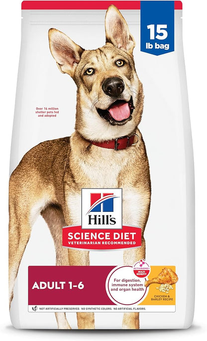 Hill's Science Diet Adult 1-6 Dry Dog Food, Chicken & Barley, 15 lb. Bag
