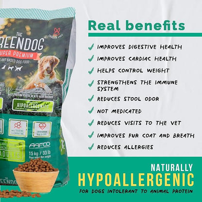 The Green Dog: Super Premium - Puppies - 16.5 Lb Bag Dog Food - Plant Based Protein, Vegan Dry Pet Kibble, Gluten Free, Complete Nutrition