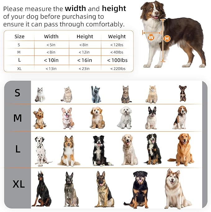 MIAOTONG 3-Flap Dog Door for Wall, Energy-Efficient Insulated Pet Door for Wall, Aluminum Lock Doggy Doors,Steel Frame and Telescoping Tunnel Dog Doors(Pets Up to 100 Lb) -Large