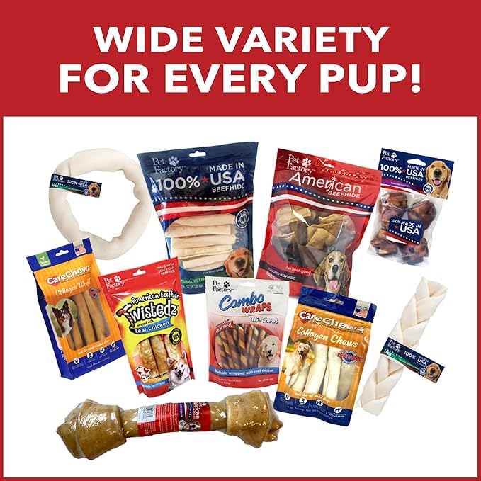 Pet Factory American Beefhide 5" Chip Rolls Dog Chew Treats - Natural Flavor, 8 Count/2 Pack