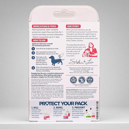 Wondercide - Flea & Tick Dog Spot On - Flea, Tick, and Mosquito Repellent, Prevention for Dogs with Natural Essential Oils - Up to 3 Months Protection - Large 3 Tubes of 0.17 oz