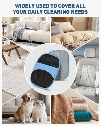 2 Pack Pet Hair Removal Glove - Electrostatic Magic Brush Gloves Pet Hair for Dogs and Cats, The Magic Brush Pure Path Yomi Pet Grooming Needs, Fur Remover for Furniture, Clothes, Car Seats (Blue)