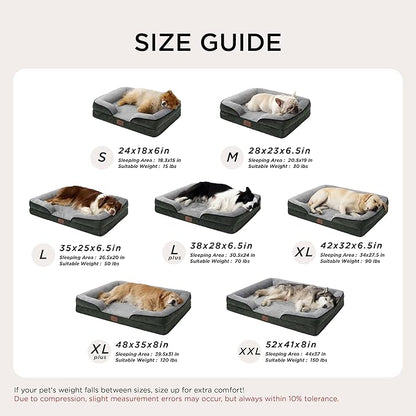 Bedsure Orthopedic Dog Beds for Small Dogs - Washable Small Dog Cat Bed Waterproof, Comfort Pet Couch Sofa with Washable Removable Cover, Pets Bed with Nonskid Bottom, Boreal Canopy Green, 24"