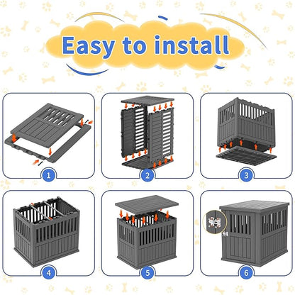DRATO Dog Crate Furniture Lockable Dog Kennel Indoor Dog Crate Heavy Duty Decorative Pet Cage End Table for Small Medium Dogs Easy to Clean and Assemble, Black