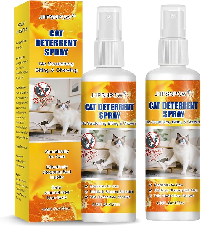 Cat Deterrent Spray for Pee, 2Pack 4oz Dog Urinating Repellent Spray, Anti Scratch Furniture Fabric Protector, Pet Corrector Air Spray for Scratching, Kitten Behavior Training, No Chew Marking Indoor