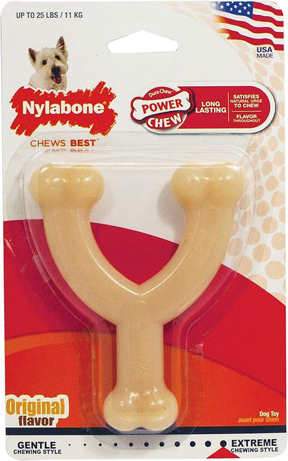 Nylabone Original Wishbone Power Chew Toy for Dogs, Dog Toys for Aggressive Chewers, Original Flavor, Small - Up to 25 Ibs, 1 Count (Pack of 12)