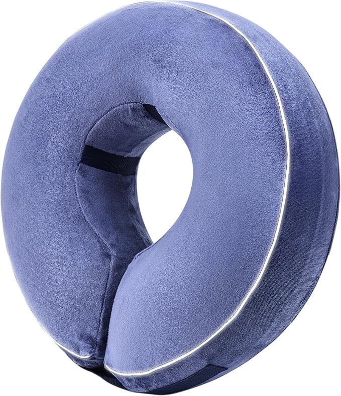 Inflatable Reflective Dog Cone Collar Alternative After Surgery,Doggie Recovery Dount Neck Ecollar,Adjustable Soft Dog Cone Collar for Small Medium Large Dogs (Blue, L)