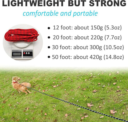 30FT Long Slip Lead Leash, Anti-Choking Reflective Training Rope Leash for Medium Dogs Small Puppy Pets (red)