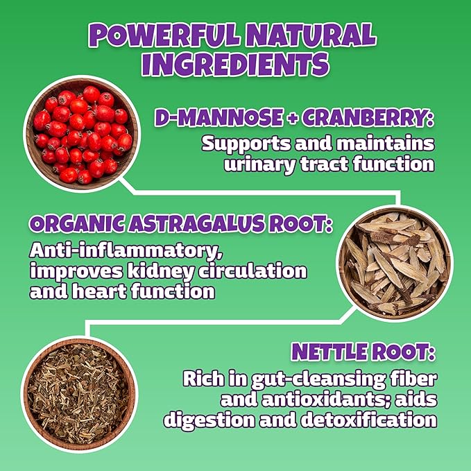 Natural Dog & Cat UTI Treatment with Cranberry & D-Mannose, Bladder, Kidney, Incontinence Support, Healthy Urinary Tract for Dogs, Best Cat Urinary Tract Infection Treatment, Easy-to-Use Drops, 2 oz