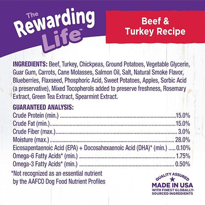 Wellness Rewarding Life Grain-Free Soft Dog Treats, Made in USA with Healthy Ingredients, Ideal for Training (Beef & Turkey Recipe, 6-Ounce Bag) (Pack of 2)