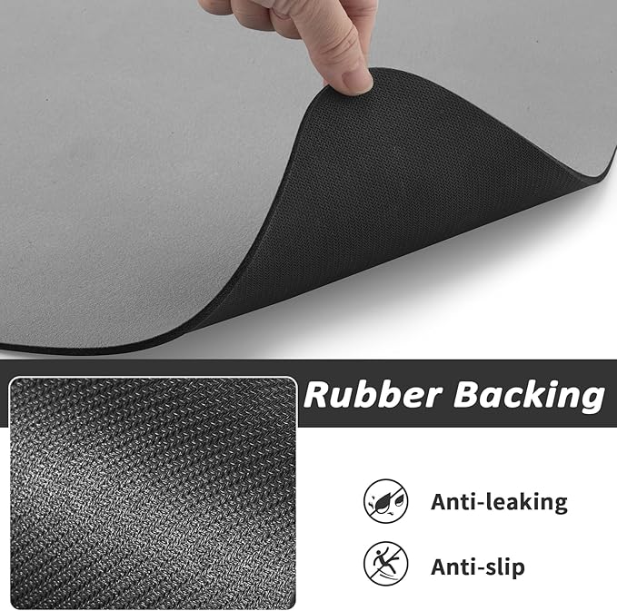 HotLive Dog Food Mat - Absorbent Cat Mat for Food and Water, No Stains Pet Feeding Bowl Mat, Easy to Clean Pet Placemats, Quick Dry Dog Water Dispenser Mat for Messy Drinkers | Paw Grey 24"x 36"