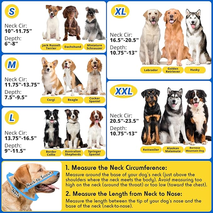 Dog Cone to Stop Licking, Clear Recovery Collar with Detachable Zipper, Sturdy Elizabethan Collar for Large Medium Small Dogs, Soft Adjustable Cone After Surgery Patented, Blue XL