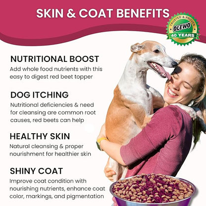 Olewo Original Red Beets for Dogs – Internal Support Dog Food Topper for Skin Sensitivity and Overall Balance, Prebiotic Fiber and Whole Food Nutrients, 2.2 lbs