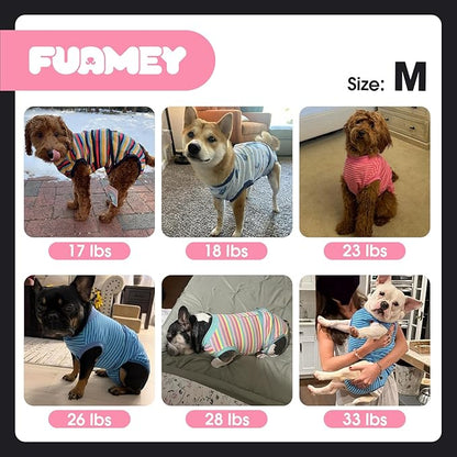 FUAMEY Dog Recovery Suit Male,Dogs Surgery Neuter Suits Puppy Spay Shirts for Female Protect Dog's Skin Anti Licking Abdominal Wounds Doggie Onesie Pet Bodysuit Alternative to Cone Red Stripes M