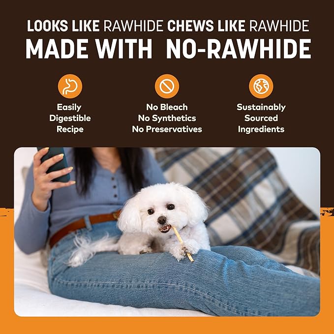 Earth Animal No Hide Stix - Long Lasting Rawhide Free Small Dog Chews Sticks, Chicken - 10 Count